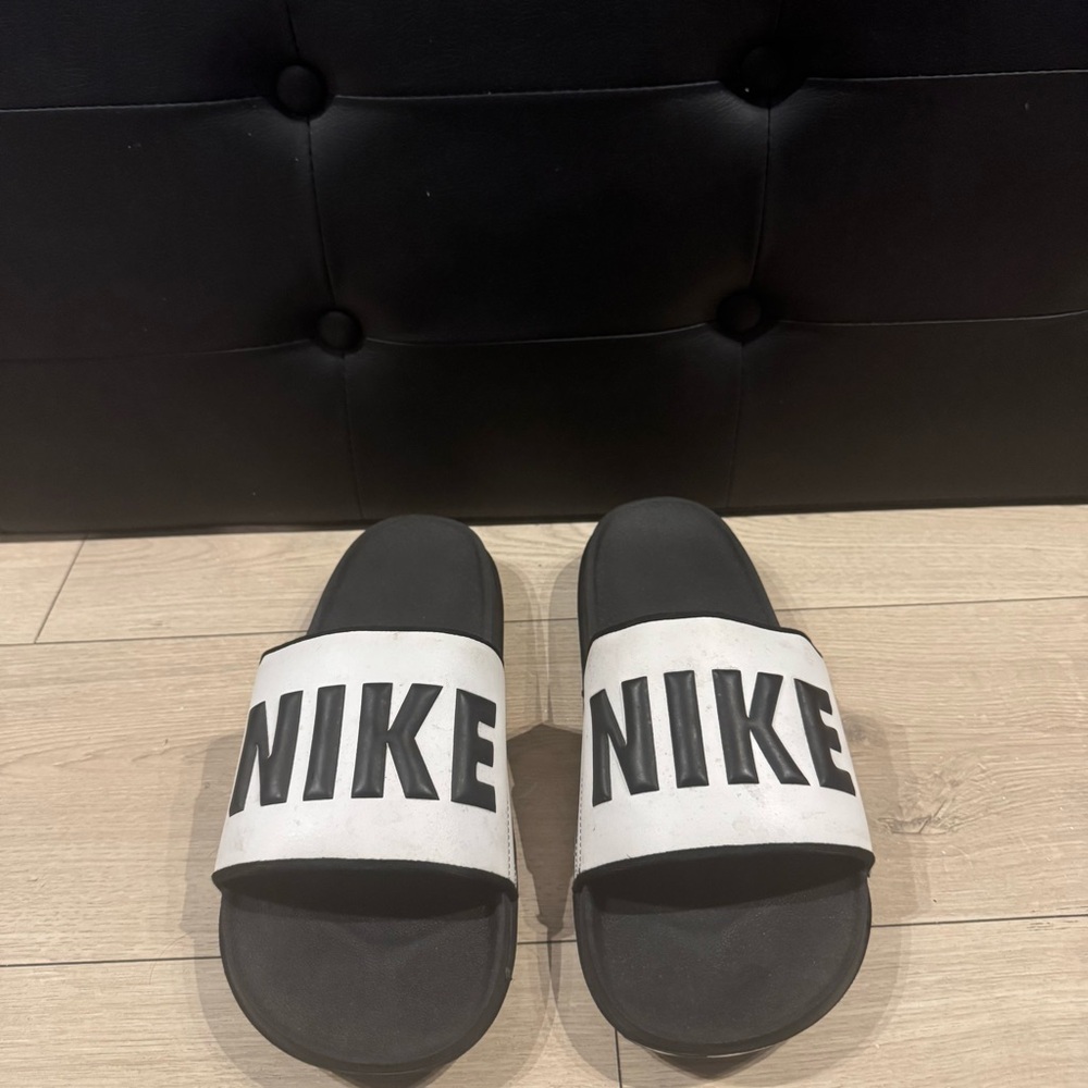 Nike Black and White Comfort Slides
